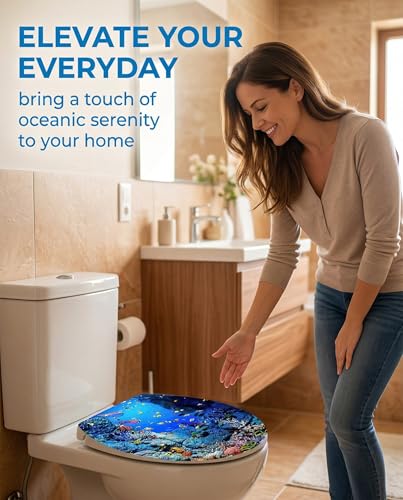 TOZBLEU 2Pcs Aufkleber für Toilettendeckel, WC Sitz Aufkleber, Deckel Selbstklebend Wasserdichte PVC Badezimmer WC-Sitz Aufkleber Kreative Stickers Oval Form Größe 30 * 35cm/35 * 40cm