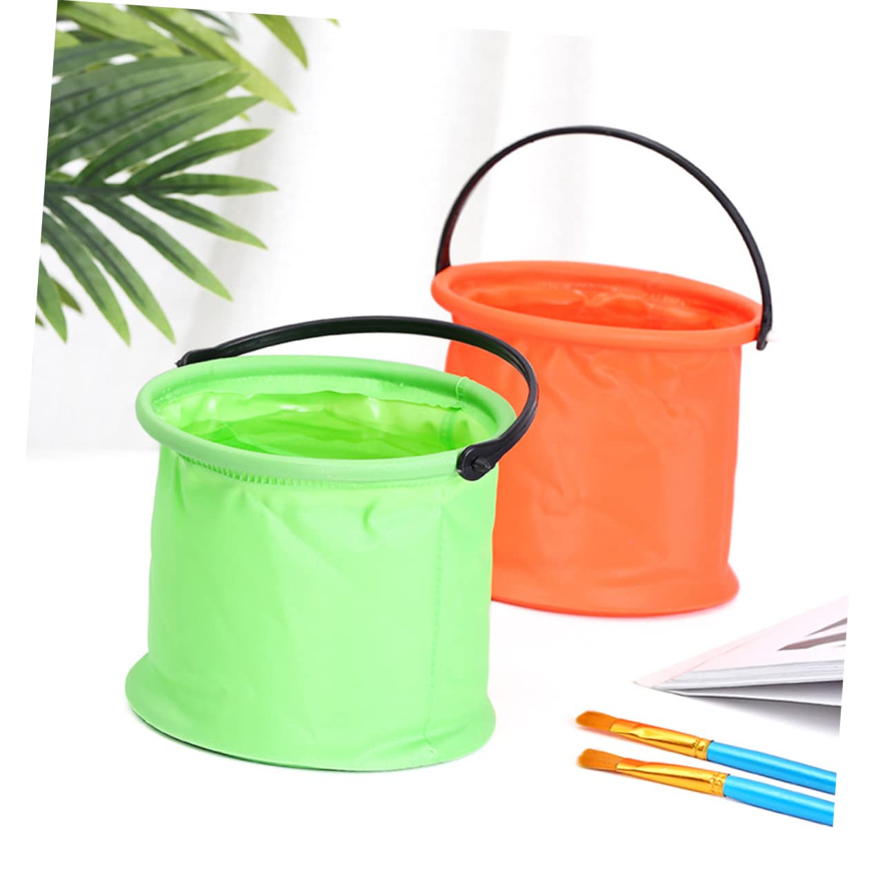 HOMSFOU 2 Set Secchio Pieghevole per Lavaggio Arancione per Pittura E Pulizia Leggero E Facile da Trasportare per Ed Esterno 4 Pezzi*2