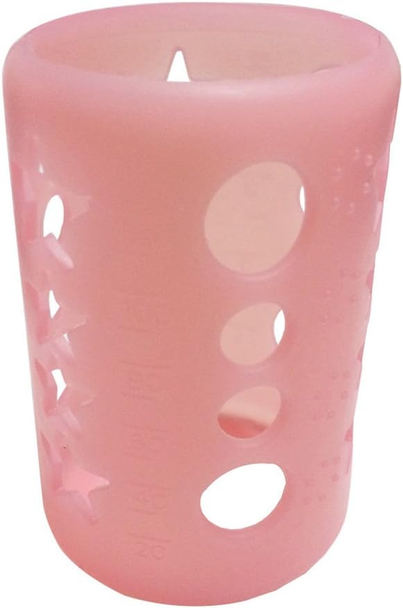 Silicone Protective Bottle Cover 4 oz Glass Baby Feeding Milk Bottle Sleeve Protect Insulating Case - Clear Pink