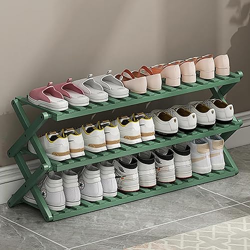 6-Tier Foldable Bamboo Shoe Rack - Space-Saving Shoe Shelf Stand for Entryway, Indoor/Outdoor Use, 50cm Height, Stylish and Durable Storage Solution