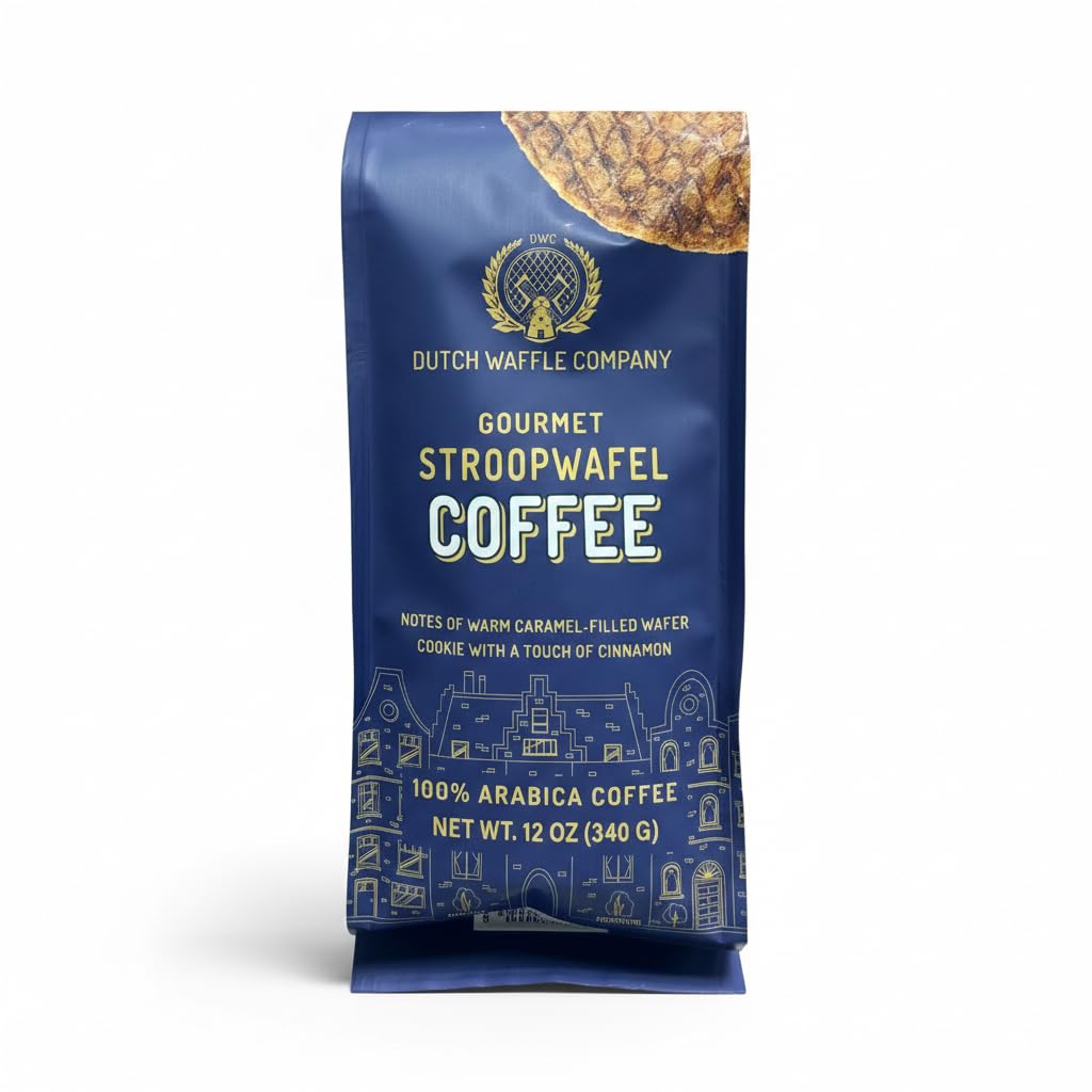 Dutch Waffle Company Cinnamon Stroopwafel Flavored Coffee, 12 oz Whole Bean, Arabica Coffee with Caramel, Brown Sugar & Butter Cookie Notes, Limited Edition