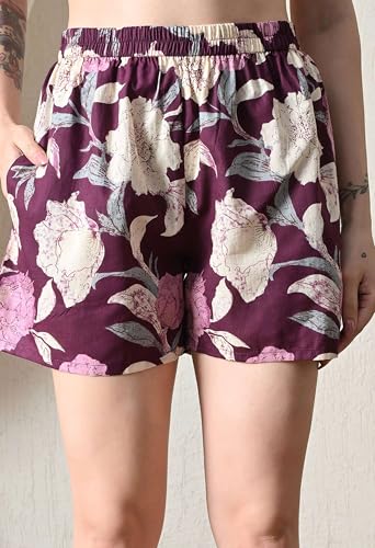 Image of Women Cotton Pajama Set Shirt & Shorts | Co-Ord Night Suit Soft Breathable Printed Sleepwear Lounge Wear Comfortable