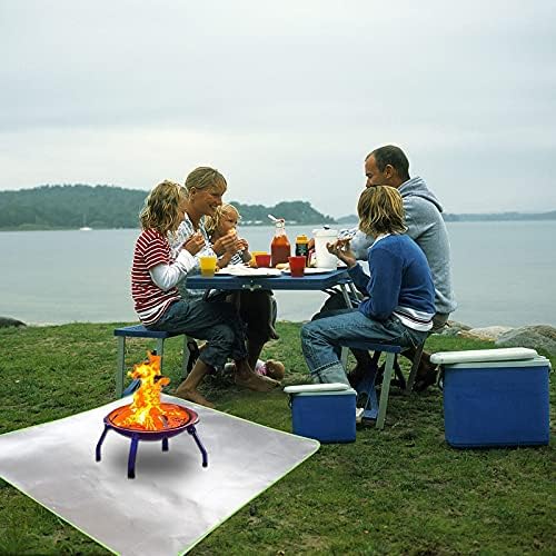 Fire Pit Mat, Fireproof Mat for Deck Visible at Night, Large Square Fire Pit Pad Deck Protector for Deck Fire Pit Base, Grill Mat, BBQ Mat, Firepad, Patio Shield, Deck Defender