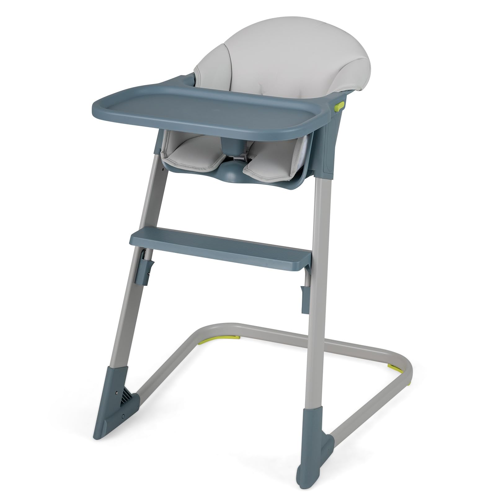 COSTWAY Trona para Bebé, Silla de Comer Alta | con Bandeja Extraíble y Ajustable, Arnés de Seguridad, Reposapiés, Estructura de Metal, Asiento Infantil para Hogar, 58 x 62