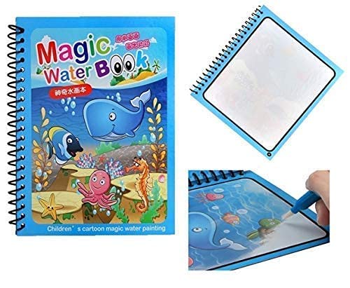 PAVITYAKSH Magic Water Book Magic Doodle Pen, Unlimited Fun with Drawing Reusable Water Activity Pad Reusable Magic Water Quick Dry Book Water Coloring Book Doodle with Magic Pen 1