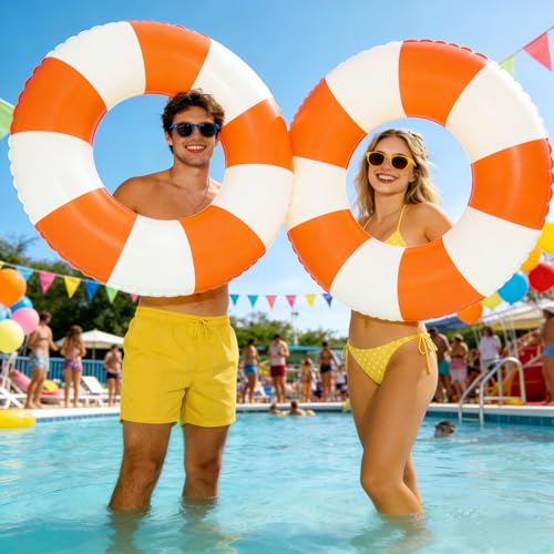 Image of 2 PCS Inflatable Pool Floats for Swimming Pool Party Lake Beach Adults - Floaties Pool Tubes Swim Rings Tubes Floaties for Beach Pool Party Decorations