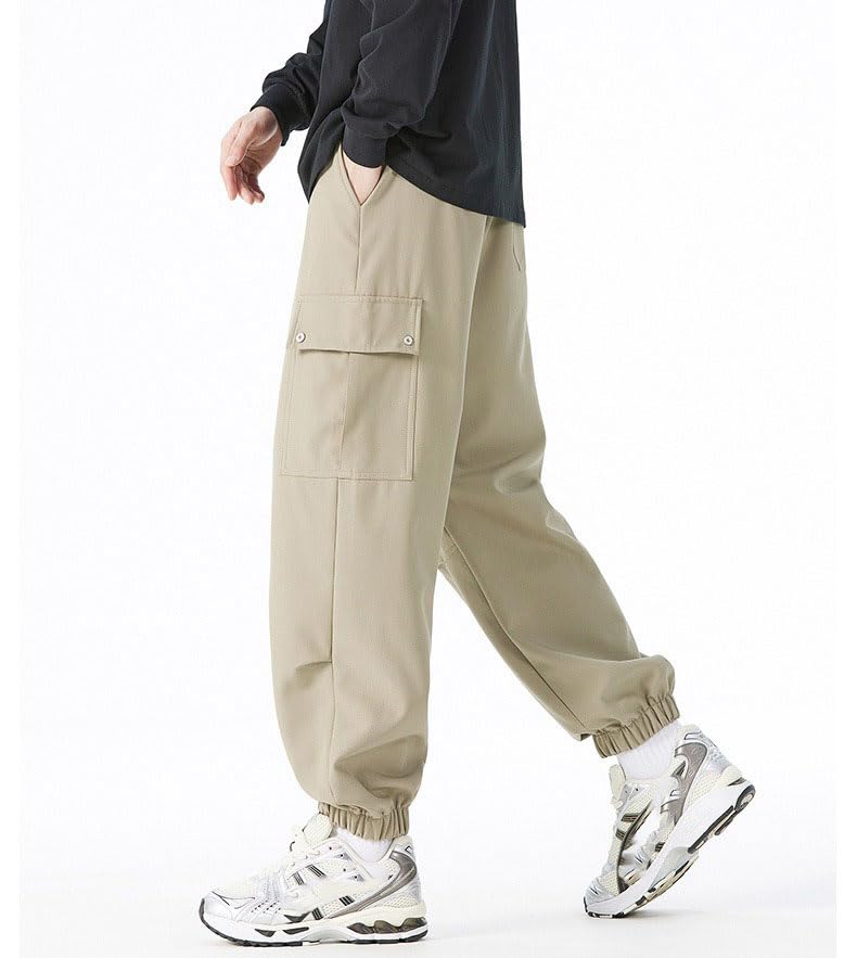 Men's Pants Workwear Spring Autumn Multi-Pocket Loose Wide-Leg Casual Sport Cuffed Trouser for Men4