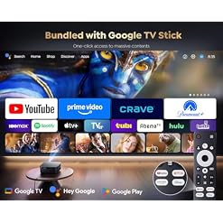 Ultra BrightGoogle TV4K Support Smart Projector with WiFi 6 and Bluetooth Built in Apps Outdoor Movie Proyector 1080P Home Theater Auto Focus Projector PUTRIMS K12 Gray Standard