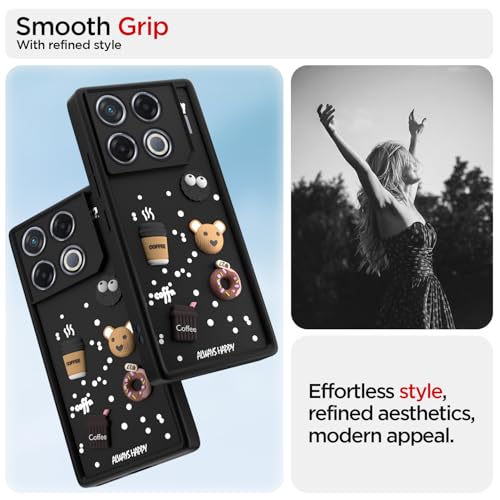 Image of Pikkme Back Cover for Infinix GT 20 Pro 5G | Cute Fun Cartoon 3D Bear Silicone Full Body Protection Bumper Case (Black)