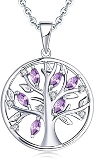 JO WISDOM Tree of Life Necklace,925 Sterling Silver Family Birthstone Tree Coin Pendant Necklace