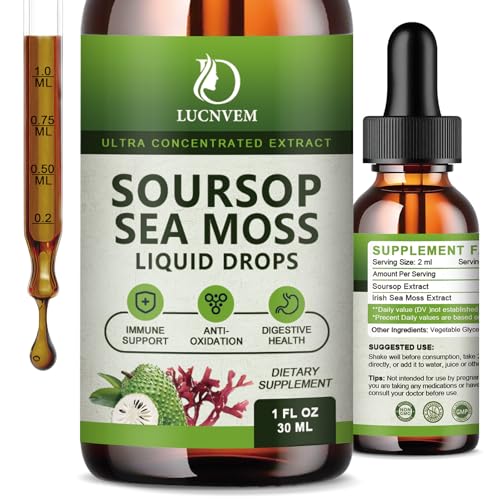 (2 Pack) Organic Soursop Graviola with Sea Moss Liquid Drops, Soursop Bitters Liquid Rich in Multivitamin for Natural Antioxidant, Immune Boost, Cell Support & Regeneration, Pineapple Flavor