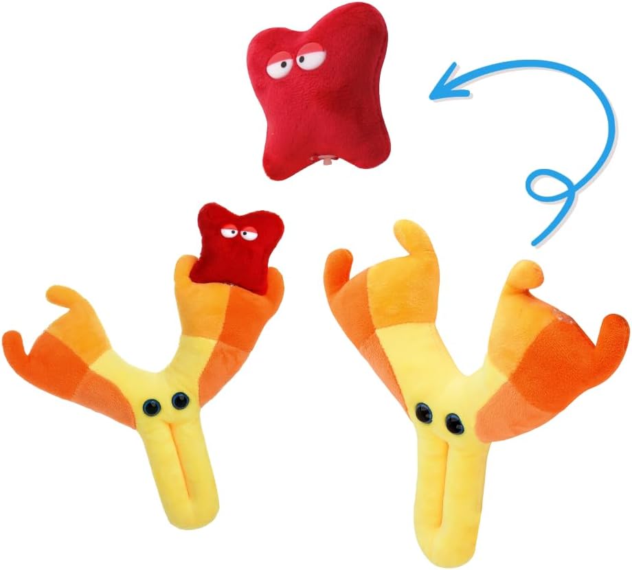 GIANTmicrobes Antibody Plush - Educational Get Well Gift, Makes Science Fun, includes Removable Antigen and Information Card, Health, Immune System, Medical and Biology gift and Learning Tool