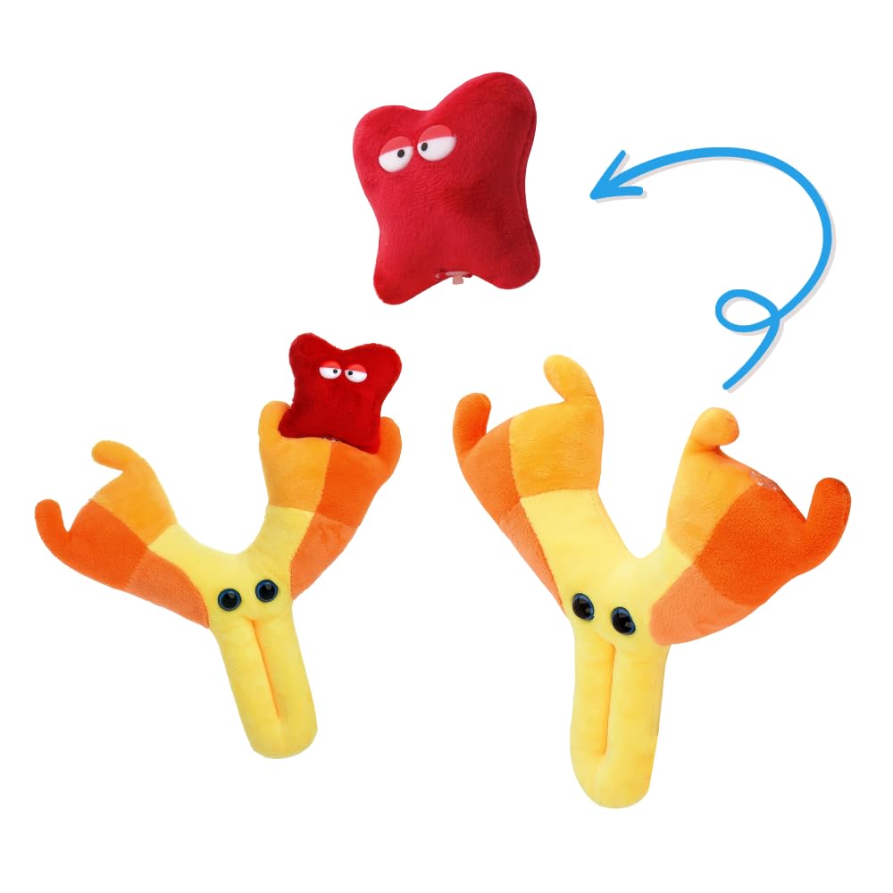 GIANTmicrobes Antibody Plush - Educational Get Well Gift, Makes Science Fun, includes Removable Antigen and Information Card, Health, Immune System, Medical and Biology gift and Learning Tool