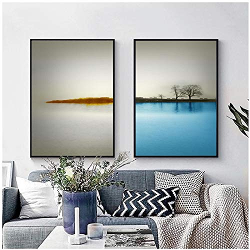 Toile paysage moderne nordique minimaliste 50x70 cm sans cadre lot de 2