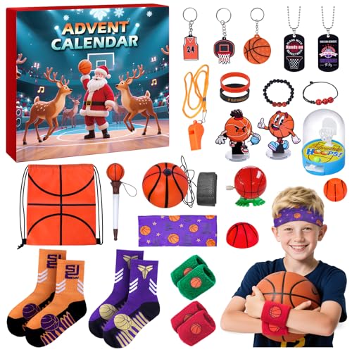 Advent Calendar 2025 Sport for Teen Boys Girls Teenagers Basketball Christmas Countdown Gifts Accessories and Decorations Stocking Stuffers (Basketball)