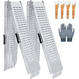 HQSLC 72.5' Heavy Duty Folding Loading Ramps, 1500lb Capacity, Ideal for Motorcycles, Lawn Mowers, ATVs, UTVs, and More – Pack of 2 with Safety Straps and Gloves
