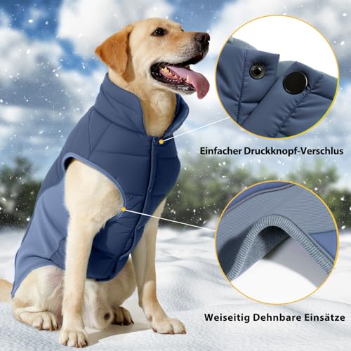 Poiinvc Winddichter Hundemantel Hundejacke mit Geschirrloch Reflektierend Warm und Wasserdicht für Hunde von S bis XXXL mit Elastischen Bündchen Ideal für Outdoor
