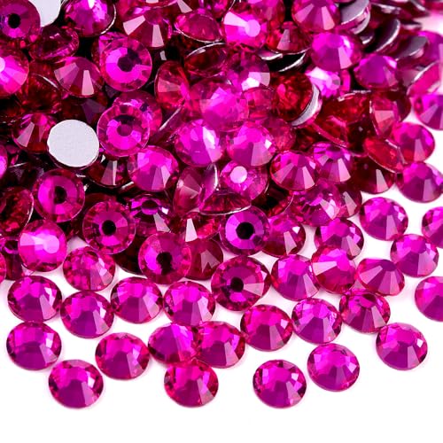 Image of 144pcs DIY Glass Flatback Rhinestones for Bedazzling,Round Crystal Gems for Nail Art,Stage Makeup,Clothing,Bag Decoration 0.31 inch 8mm SS40 Rose B