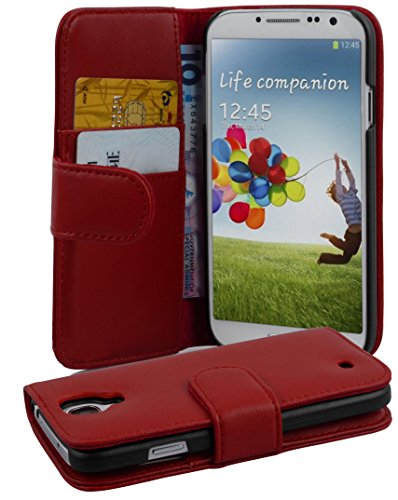 Cadorabo Funda Libro para Samsung Galaxy S4 en Rojo DE Chile   Cubierta Proteccíon de Cuero Sintético Liso con Tarjetero y Función de Suporte   Etui Case Cover Carcasa