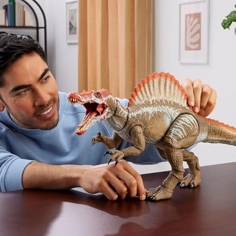 Mattel Jurassic World Hammond Collection Spinosaurus 어린이 그림 공룡 장난감이 큰 총 길이 : 약. 8 세에서 64.5cm, 회색 JCH09 상세이미지 2