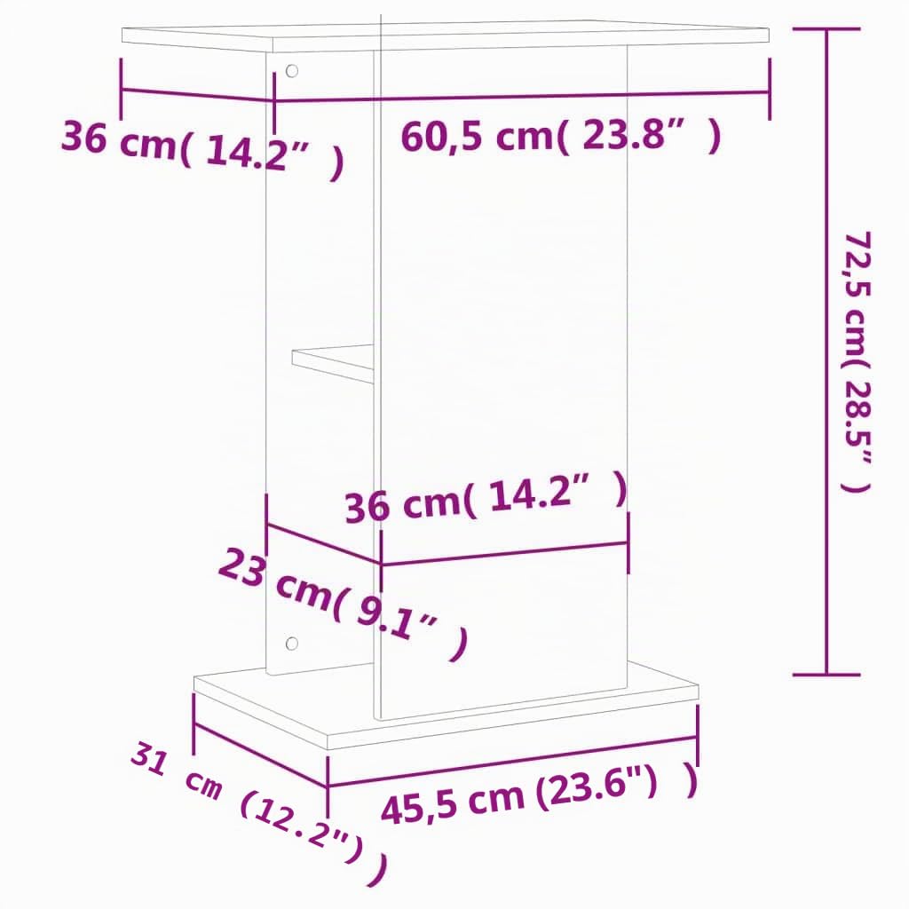 Brokky Soporte para Acuario Madera de ingeniería Blanco 60,5x36x72,5cm Mueble Acuario Peceras