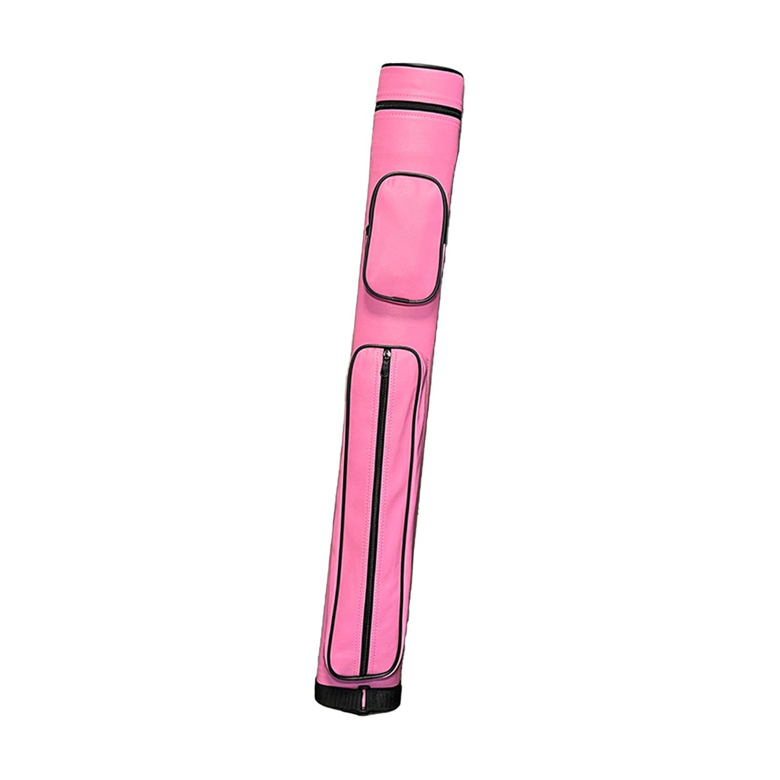 Billiard Queue Tasche Queuekoffer Tragekoffer Schutzkoffer Aus PU mit Zubehörfach Und Verstellbarem Schultergurt für Billardprofis Hobbyspieler, Rosa