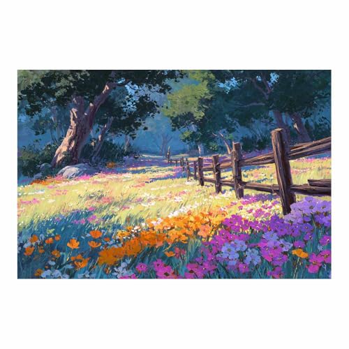 Toile pastorales Fleurs salon tableau decoration murale multicolore DunPei 50x70cm pour chambre