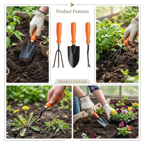 Image of Ocean Mart Garden Tool Set of 3 Pcs - Home Tools & Gardening Tools Kit for Home Garden- (Big Trowel, Cultivator, Weeder) - Terrace Gardening Accessories, Gardening Essentials, Garden Tools Heavy Duty