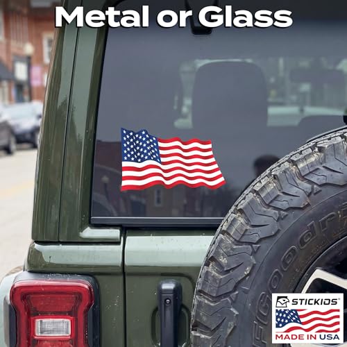Image of Stickios Wavy American Flag Decal - Made in USA