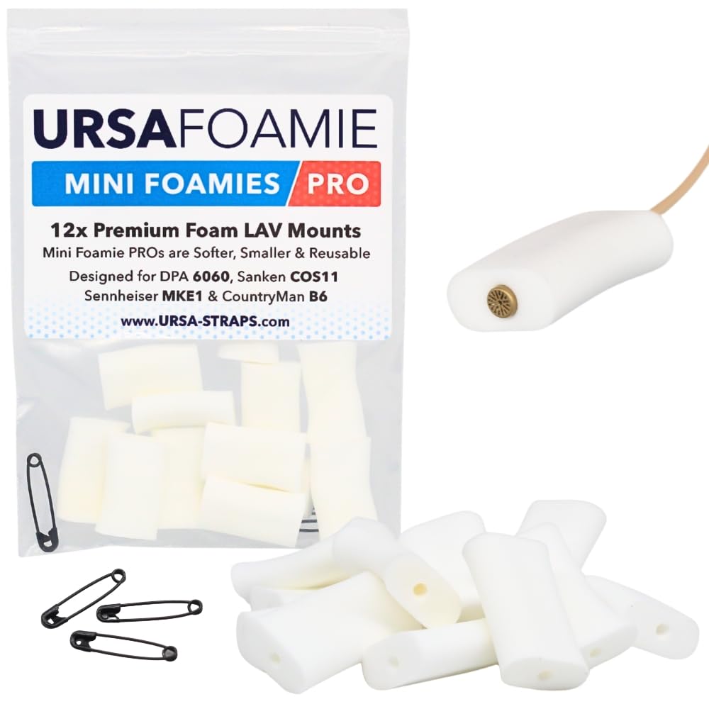 URSA Mini Foamies: Soft Mini Foam Mounts for Wireless Lav Mics. Can be stuck directly to the skin or costume. Fits SANKEN COS11, DPA 6060, Countryman B6, Sennheiser MKE1 (Pack of 12) (White)