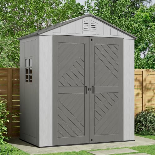 Image of KINYING 6x4 FT Outdoor Storage Shed,Resin Outdoor Sheds with Floor,Lockable