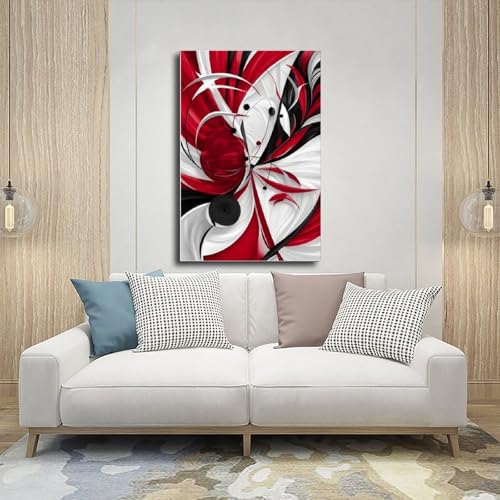 Poster abstrait rouge et noir géométrie médiévale 40x60 cm - 5