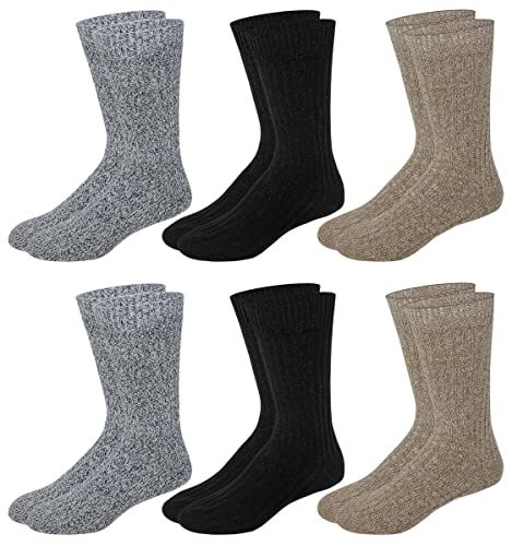 Different Touch 6 Pairs Men Wool Knitted Premium Winter Thermal Boot Socks