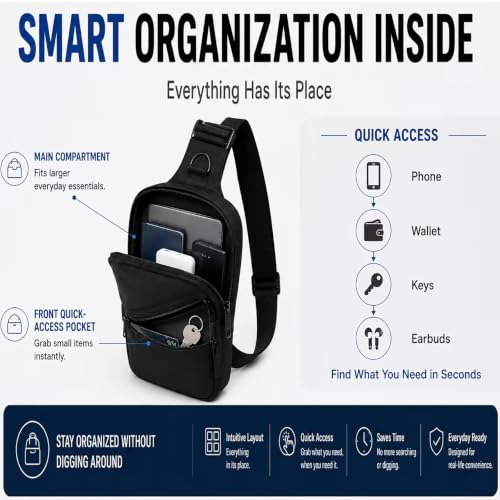Image of Mini Crossbody Sling Bag for Men & Women, Small Phone Chest Bag for Travel