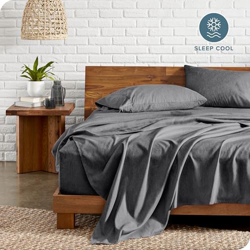 Bare Home Queen Sheet Set - Luxury 1800 Ultra-Soft Microfiber Double Brushed - Deep Pockets - Easy Fit - 4 Piece Set - Bedding Sheets & Pillowcases (Queen, Heathered Grey) - Thumbnail 4