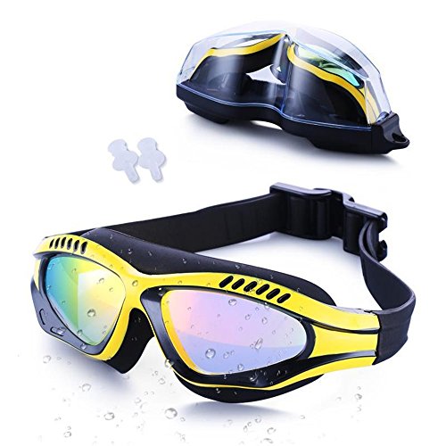 Dalu Anti - Fog Gafas Gafas de Natacion, Gran Marco Revestido, Hombres y Mujeres Que se Empañen y Revestimiento Impermeable,Amarillo