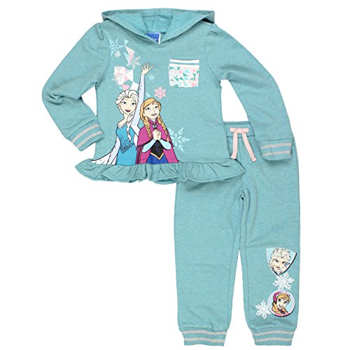 Disney Girls' 2 Piece Frozen Elsa and Anna Hoodie and Jogger Set