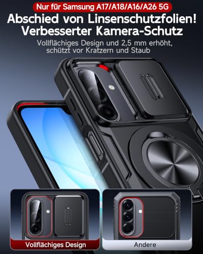 LeYi Hülle für Samsung Galaxy A18/A17/A16 5G mit 2X 9H Panzerglas Schwarz – Ansicht 5