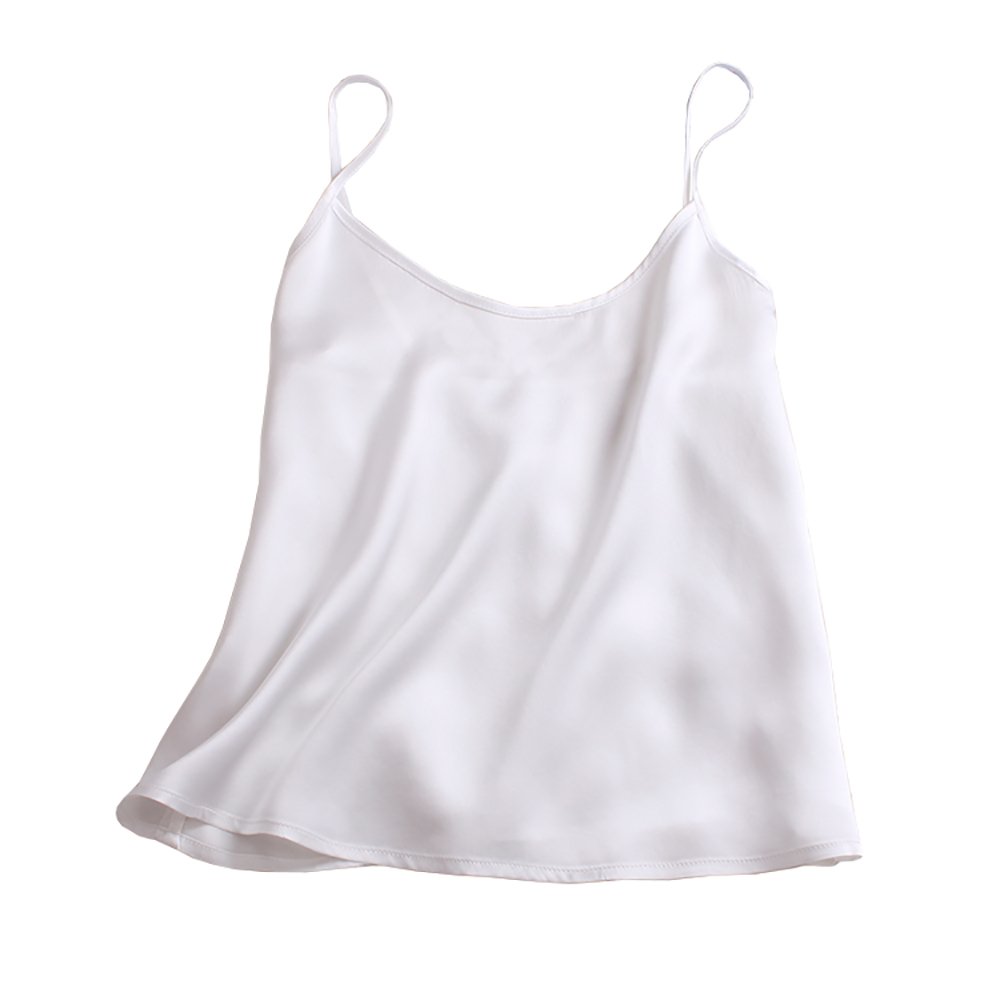 Lsharon Women's White Silk 100% 19 Momme Mulberry Silk Camisole Tank Top (S(Tag M), )