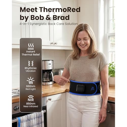 Image of BOB AND BRAD ThermoRed Heating Pad Belt Massager for Lower Back Support, FSA Cordless Wearable Near Infrared Heat & Red Light Lumbar Back Wrap with Adjustable Vibration HSA Eligible, Gift for Family