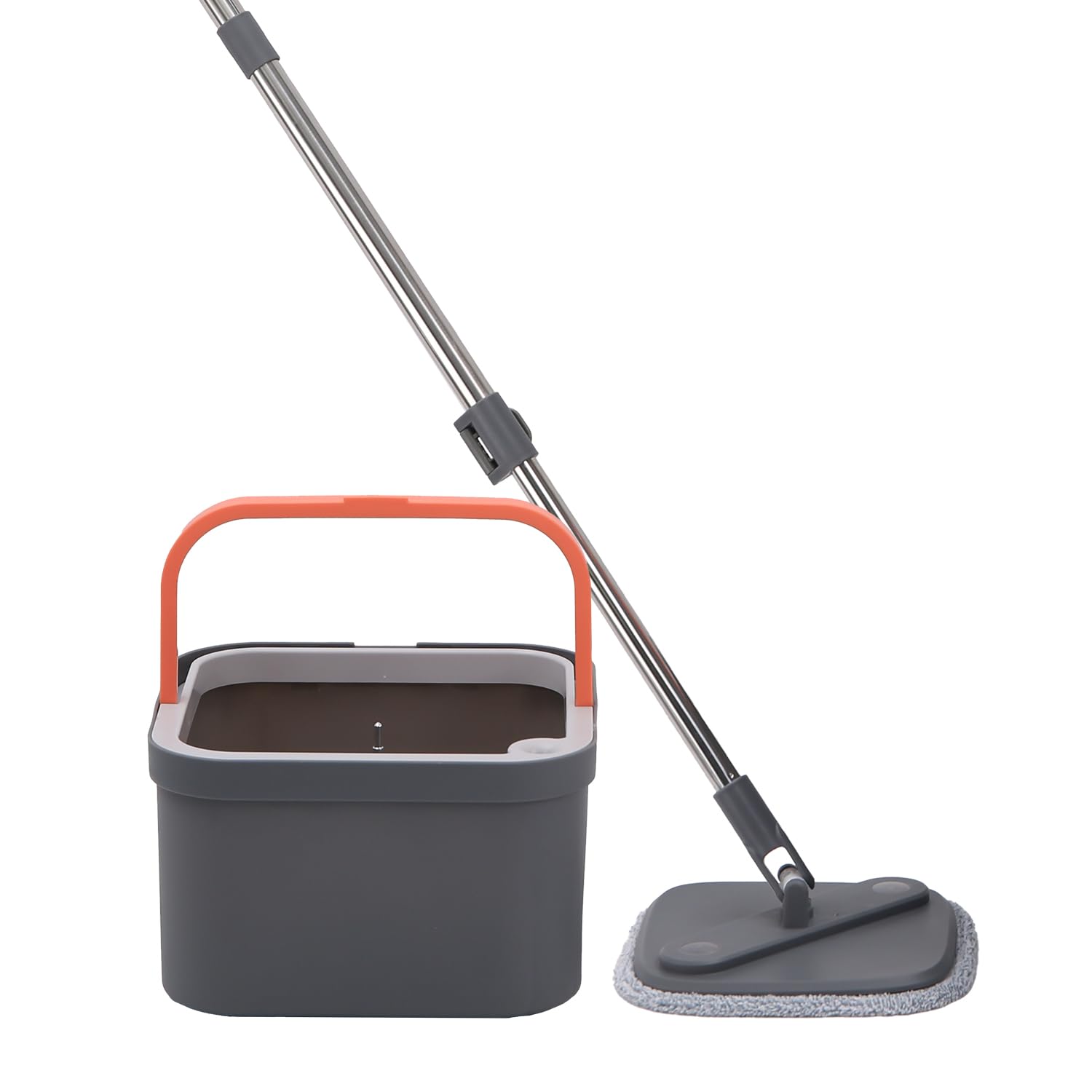 BonKaso 360 Spin Mop with Square Bucket Deluxe System Set and Reusable Microfiber Pads for Wet & Dry Glass, Wall, Tile and Home Floor Cleaning - Grey ...