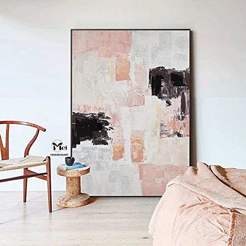 Pinturas Oleo Abstracto Pintura Acrílica De Gran Tamaño Moderna, Pintura Abstracta Rosa Sobre Lienzo, Lienzo Extra Grande, Arte De Pared, Arte Rosa, Arte De Pared Para Dormitorio, 110 × 165 Cm (Si Cover