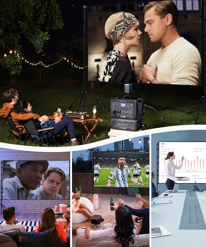 Image of STWUI Projector Screen with Stand - 150 Inch Portable Projector Screens Outdoor Indoor Projector Screen 16:9 4K HD Outdoor Movie Screen with Carry Bag,Enjoy Home Theater Projection Screen