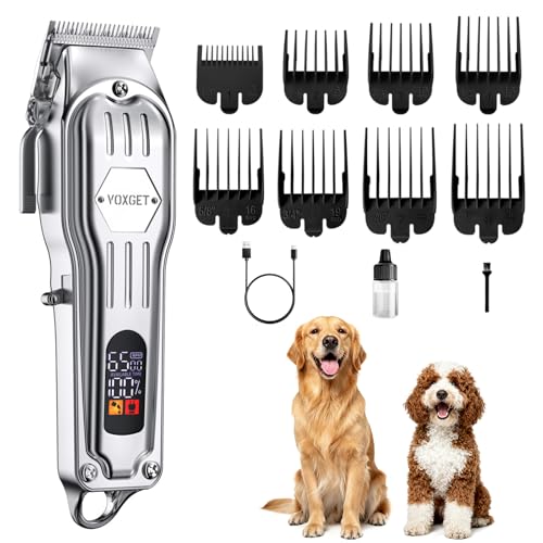 VOXGET Dog Clippers for Grooming Thick Hair, Upgrade Low Noise Pet Shaver with 8 Size Detachable...