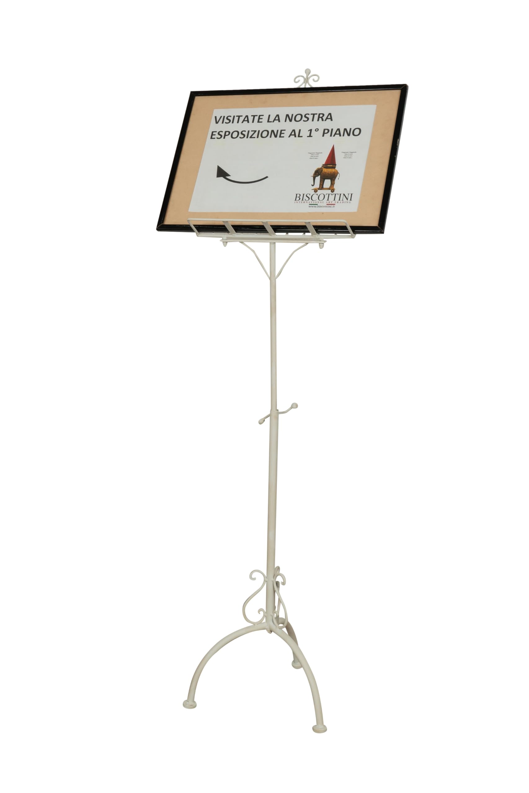 Biscottini Leggio Porta Menu - Leggio Musicale in Ferro battuto da Pavimento 47x32x140 cm - Cavalletto Espositore Pubblicitario Pieghevole - Portamenu Ristorante - Leggio per Libri da Tavolo