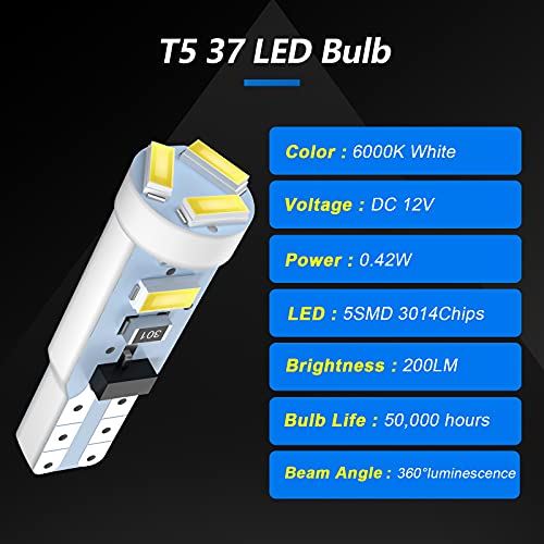 Bombilla LED T5 cciyu 5-SMD 3014 Super Blanca 1 unidad miniatura 3