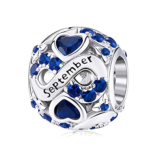 Birthstone Charm Jewelry 925 Sterling Silver Infinity Love Heart Charm Openwork Bead for European Bracelets and Necklaces with 5A Cubic Zirconia, Birthday Mothers Day Jewelry Gifts for Women & Girls