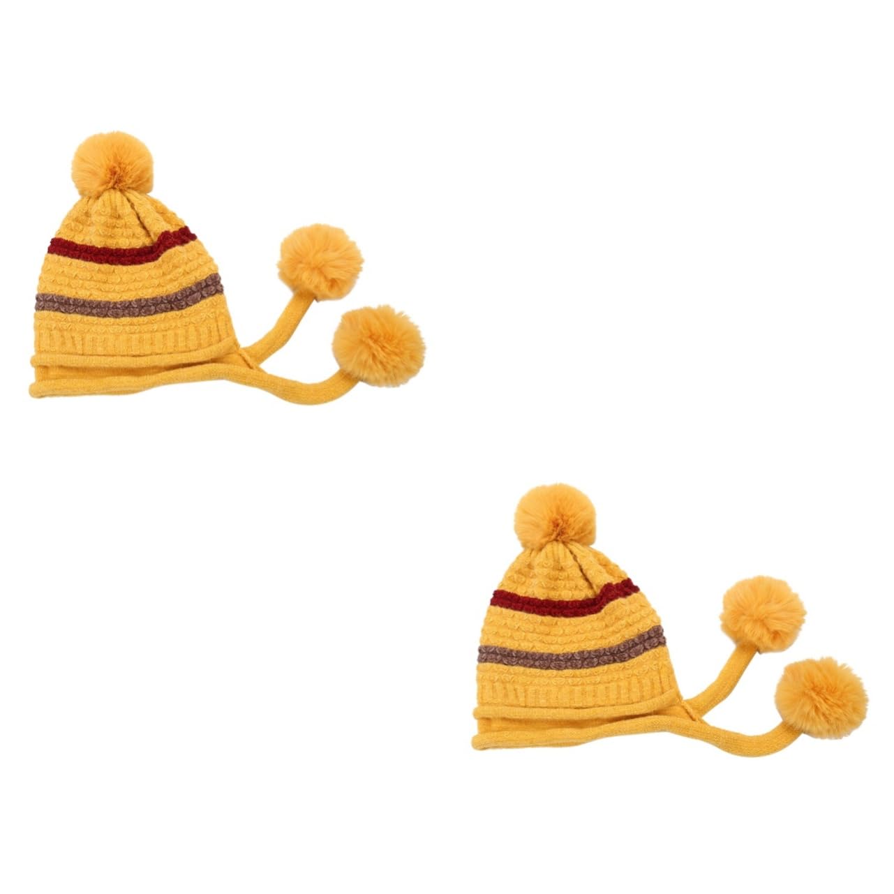 SHERCHPRY 2piezas Gorro De Lana Para Mujer Pompones Cálido y Cómodo Para Actividades Al Aire Invierno Color Amarillo Único