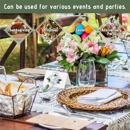 ISUSSER 195 Pcs White Blank Tent Place Cards, Table Seating Cards, Place Cards for Baby Showers, Anniversary, Reserved Seating, Wedding Name Place Cards (3.7 * 2.48)