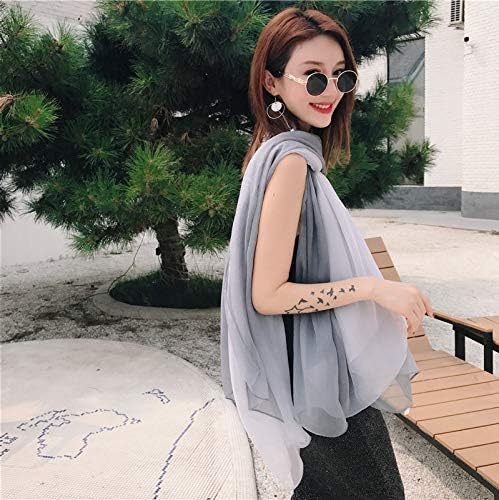 Silk Feeling Long Satin Scarf Fashion Beach Scarf Shawl Check Style Sunscreen Shawls Wraps-Lightweight Pattern - Image 7